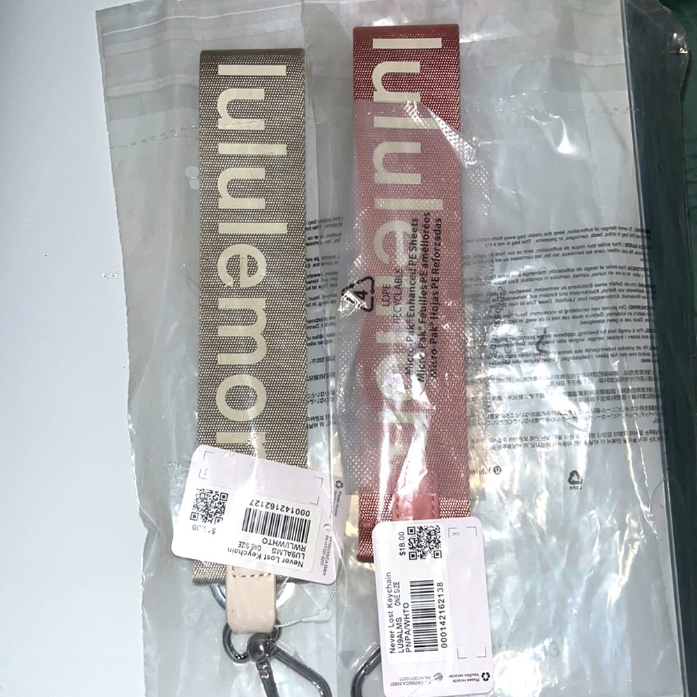 Lululemon Never Lost Keychain White Opal and Pink Pastel